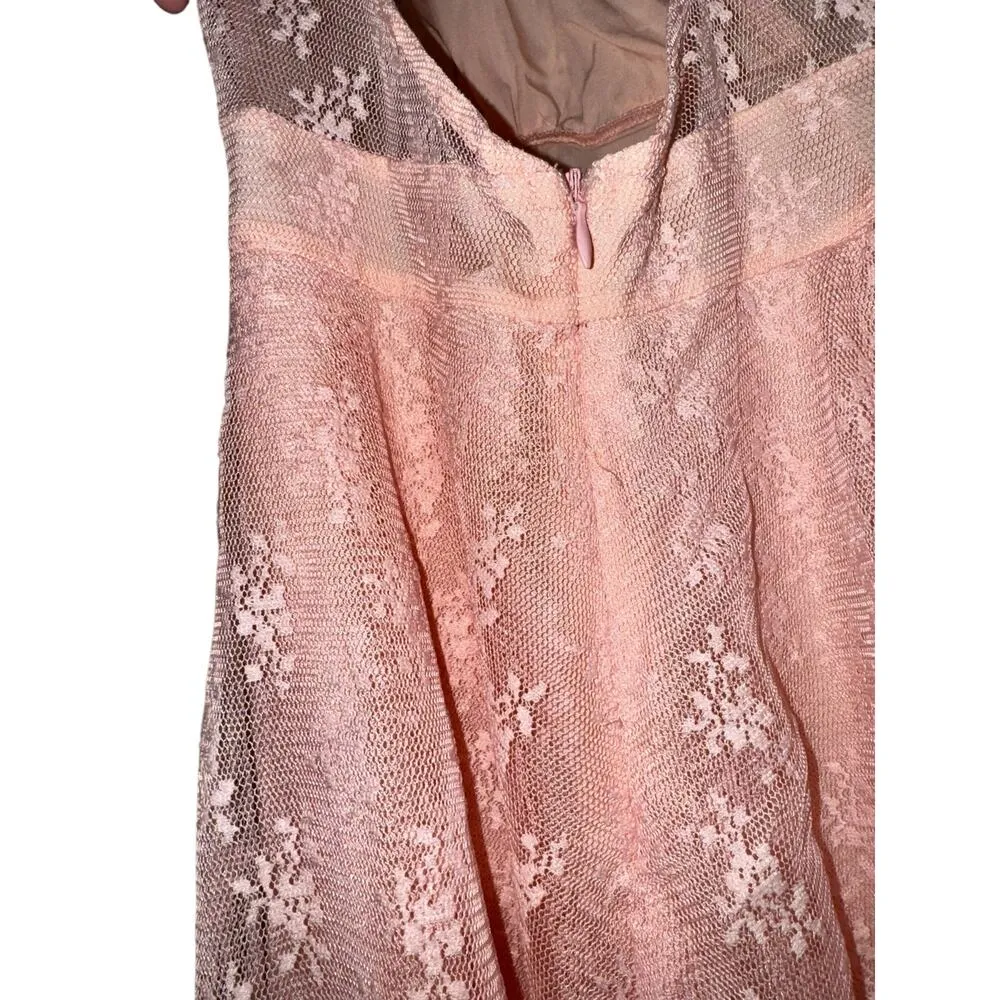 SBerto Lace Tiered Babydoll Mini Dress Fairy Ethereal Women's Small Y2K Ballet Pink - Image 6