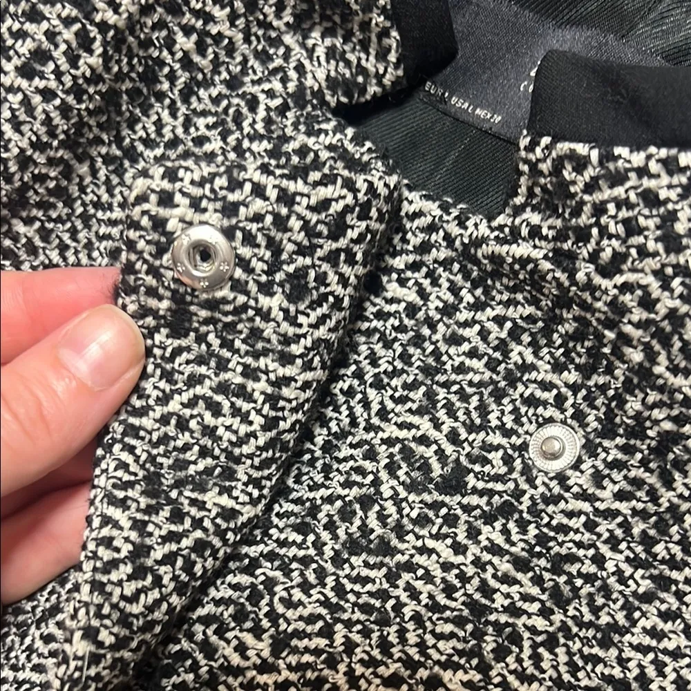 Zara Women's Black and White Tweed Coat - Image 7