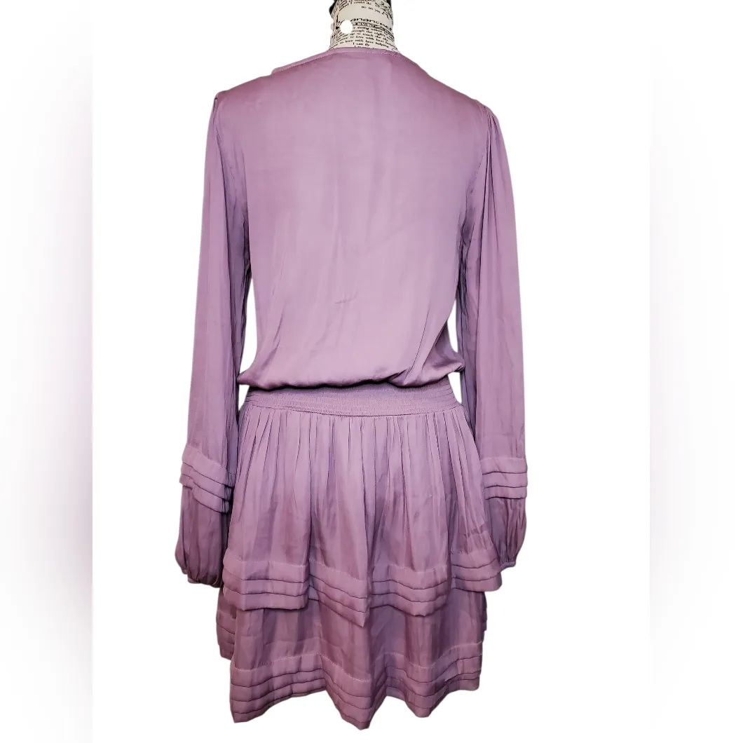 DO+BE Lilac Long Sleeve Tiered Mini Dress Size S NWOT - Image 3