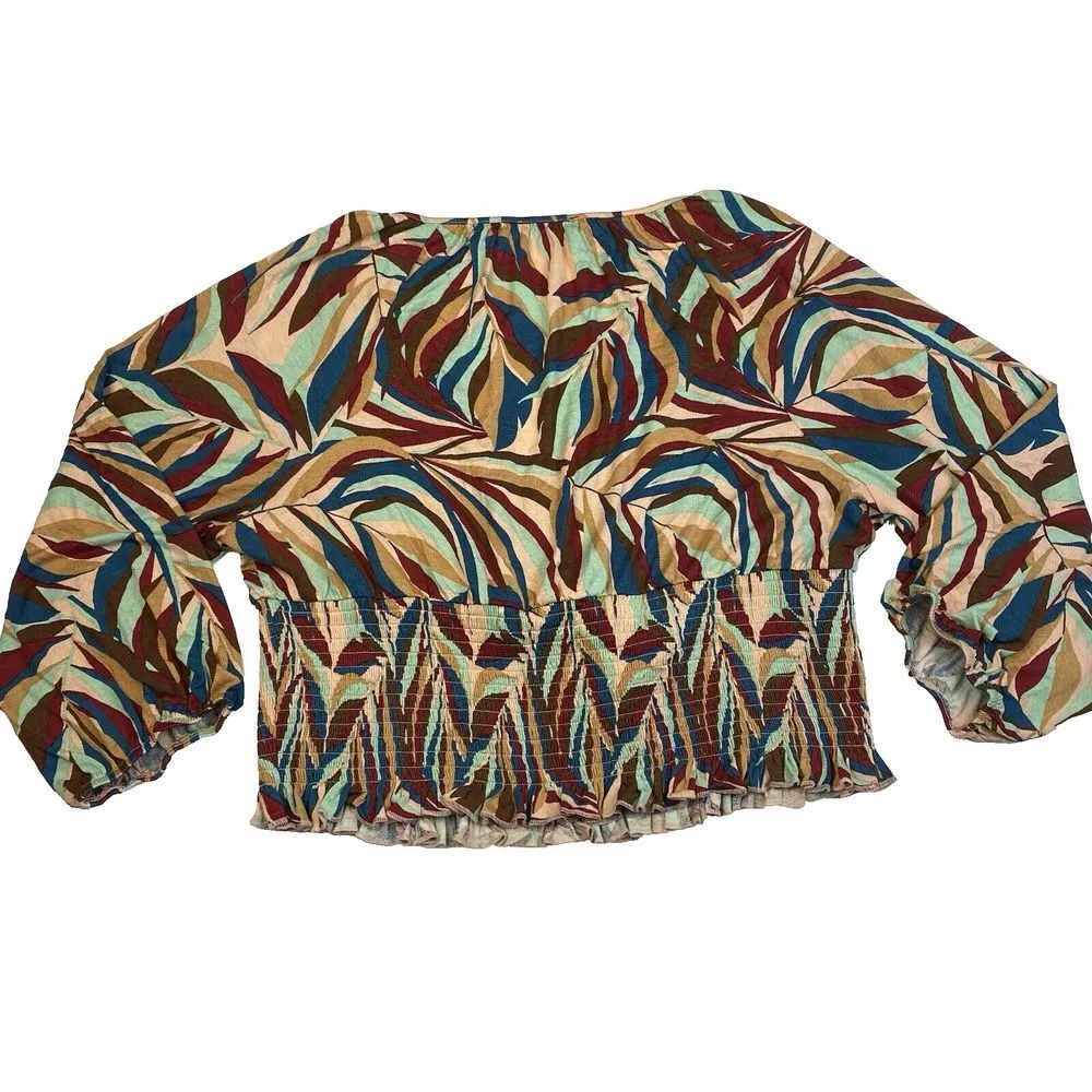 Lane Bryant Classic Wrap Crop Top Smocked Waist Stretchy Blouse Shirt Size 14/16 - Image 6