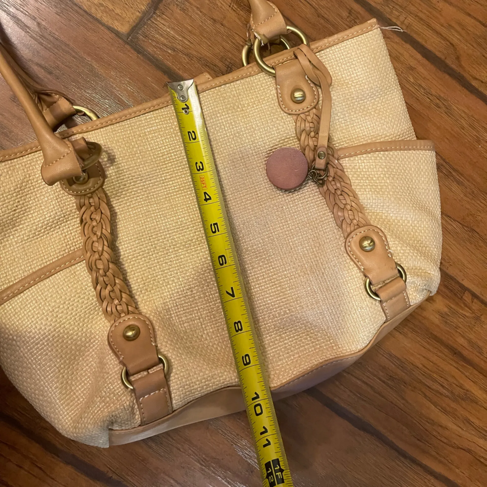 Giani Bernini tan woven purse bag tote - Image 12