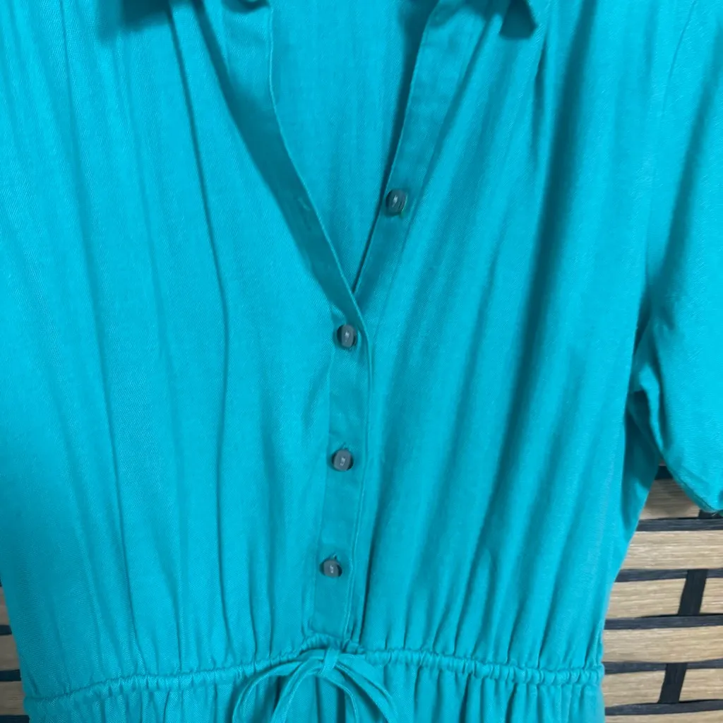 Loft Turquoise Midi Dress Size Medium Petite‎ - Image 5