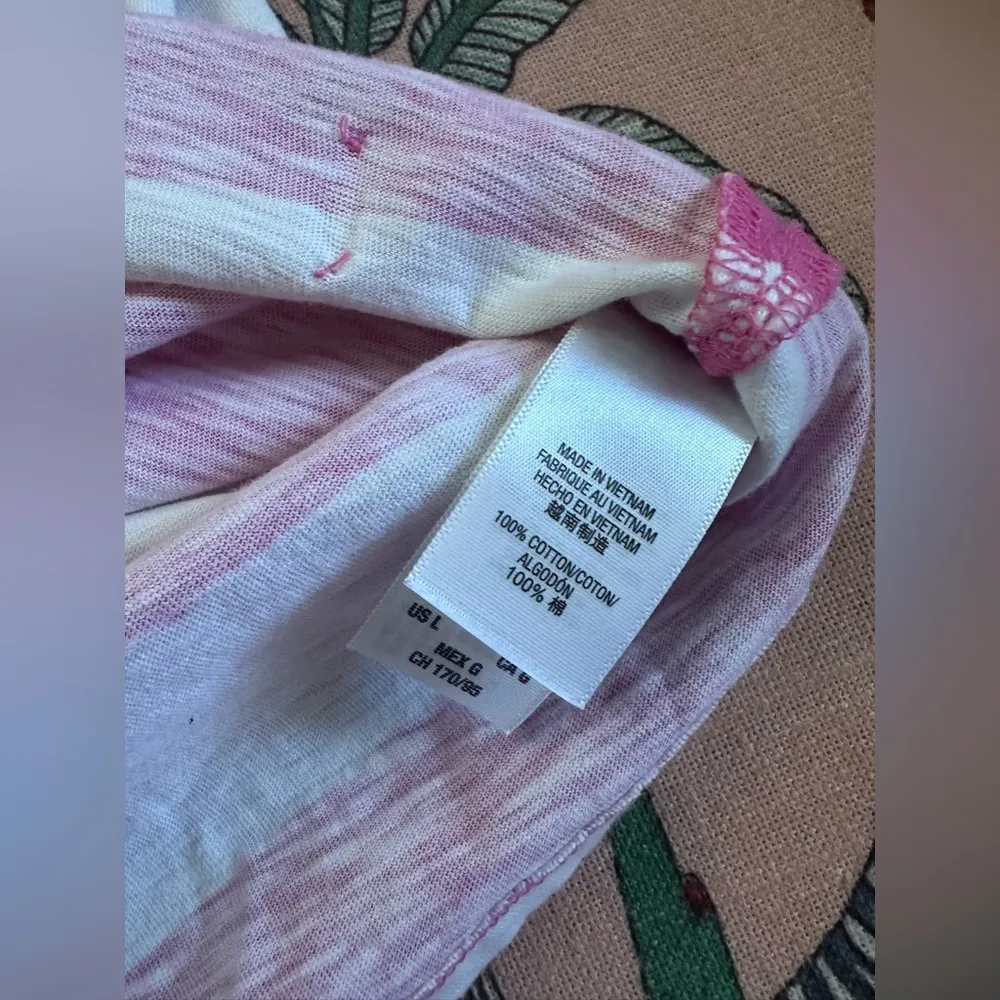 JUICY COUTURE Crew Neck Long Sleeve Cotton PINK WHITE STRIPE Bling Shirt Size L - Image 8