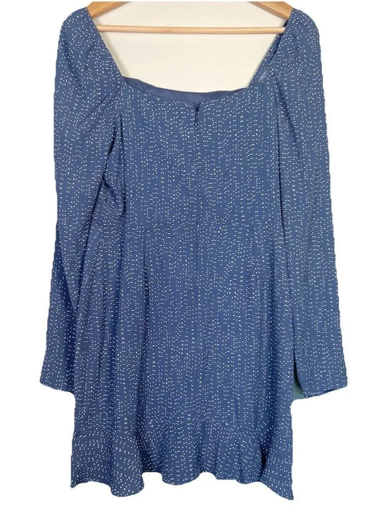 Lola & Grace Dot Print Dress Size S Blue Short Ruffle Long Sleeve Cottage Boho - Image 1