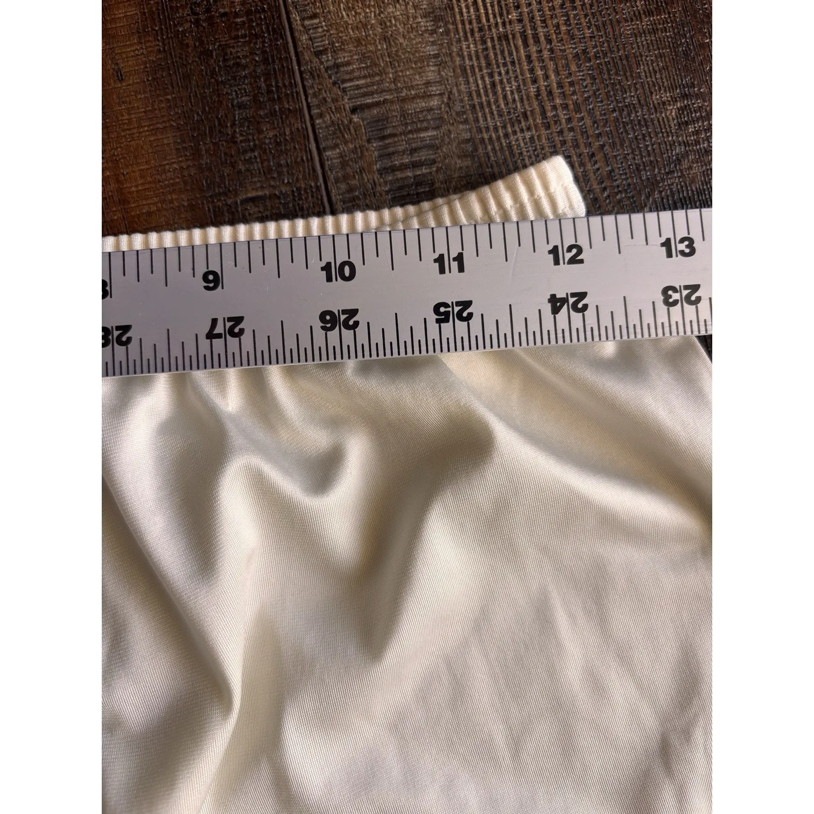 Vintage Loraine half slip Antique White Slit lace 23" nylon Large Nylon - Image 4