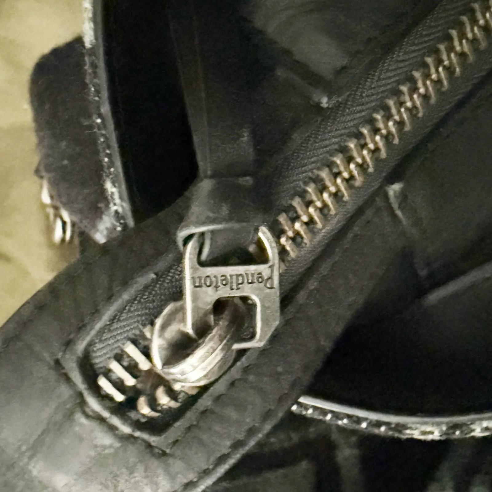 PENDLETON | Long Tote Foldover Bag Crossbody Wool Leather Harding Black Gray - Image 9