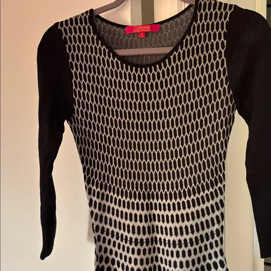 Catherine Malandrino Geometric Black and White Dress Sz XS - Image 3