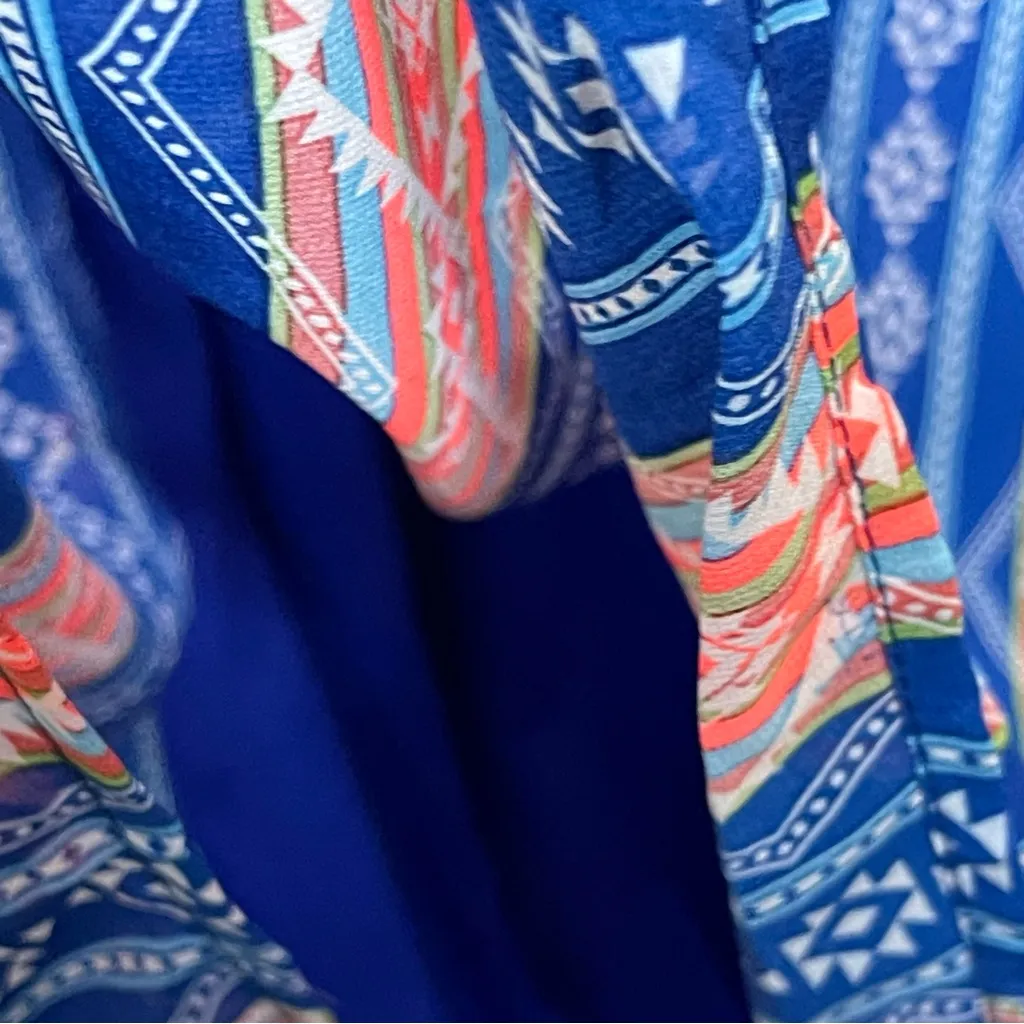 Umgee Vibrant Geometric Sleeveless Dress Shift Midi Lace Western Women’s L Large - Image 5