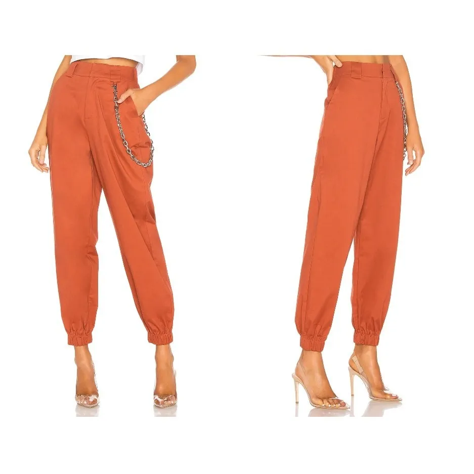 IAMGIA Orange Cargo Jogger Pants Pleated Small Trouser Office‎ Work - Image 2