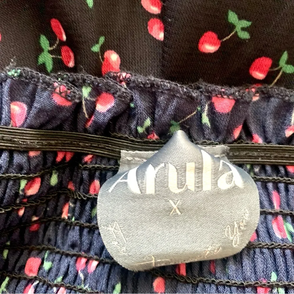 Arula Navy & Pink Cherry Print Tiered Sleeveless Adjustable Ties Dress. Blue Size XL - Image 8