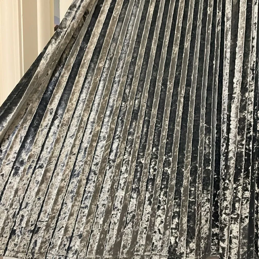 ModCloth Silver Crushed Velvet Pleated Midi Skirt - Image 2