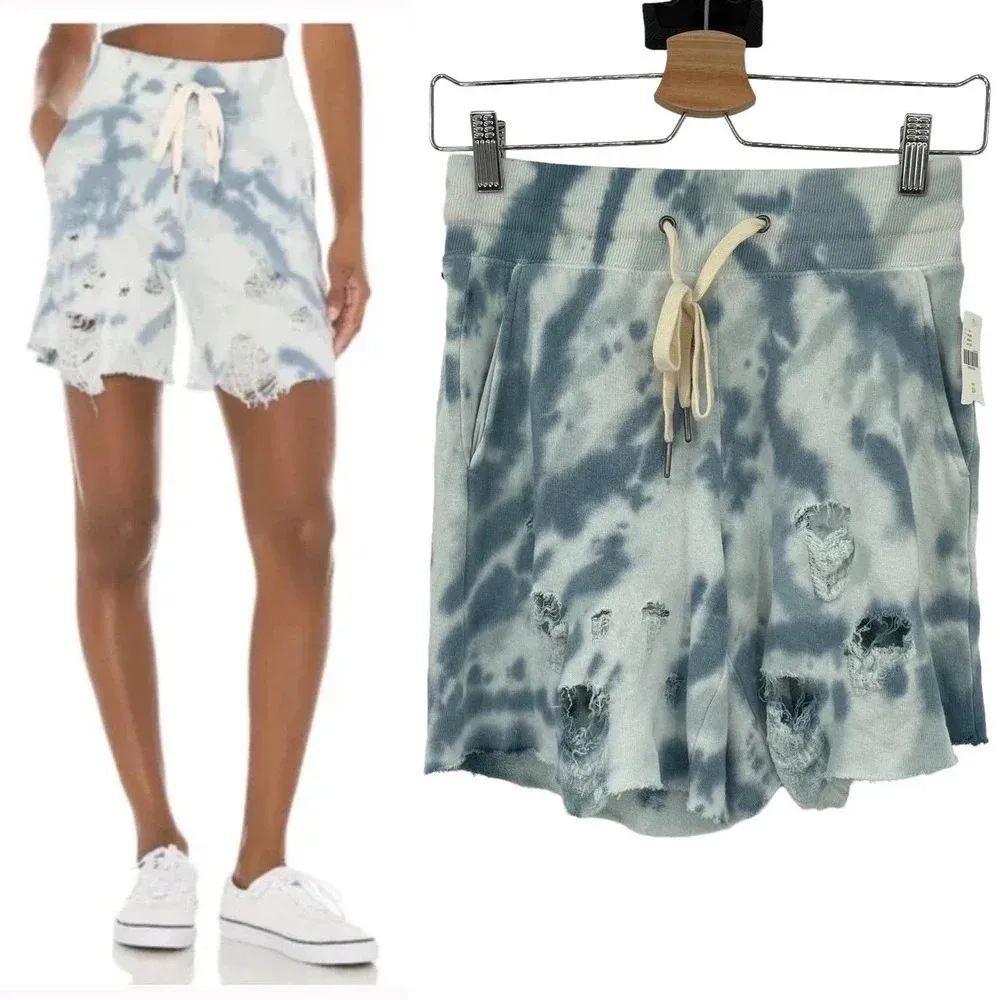 Anthropologie n:Philanthropy Coco Shorts Terry Knit Tie Dye Sky‎ Blue Size XS - Image 2
