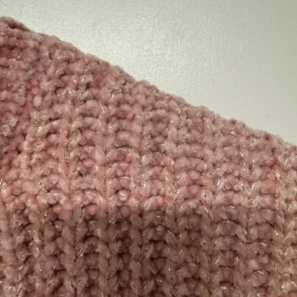 Cupcakes & Cashmere Pink Metallic Scallop Dolman Sleeve Pullover Sweater Small - Image 5