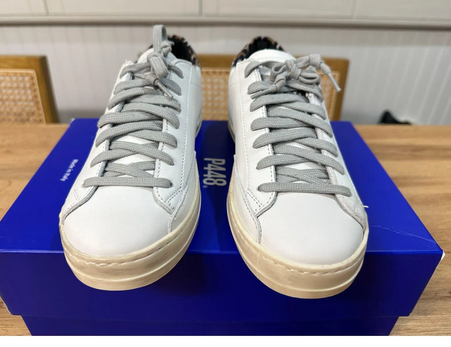 P448 John Sneakers Cheetah Accent Leather Upper Size 36 EU 6/6.5 US NIB Italian - Image 5