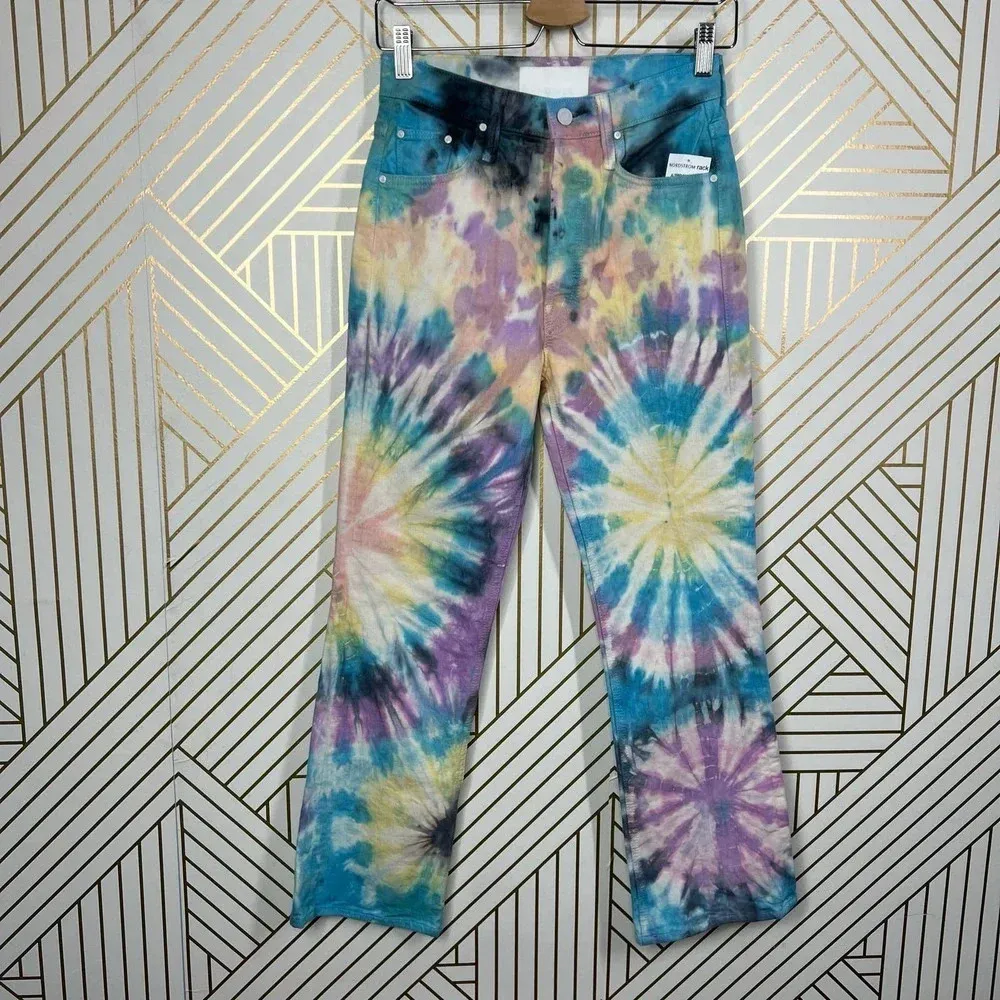 Mother Superior The Tripper Swirling Secrets Tie Dye Crop Jeans Size US 26 Blue - Image 2