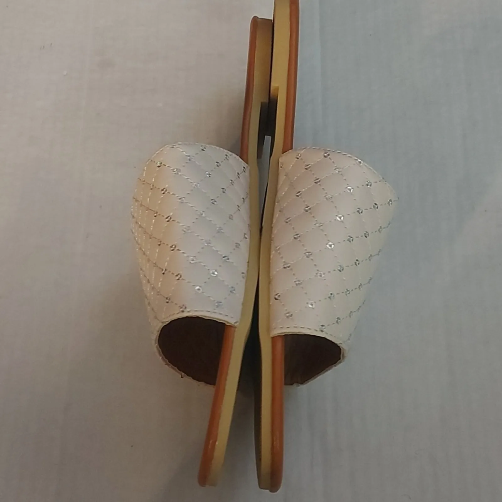 Open Toe Slide Sandal Size 41(10) Classic Neutral Vacation Coconut Girl Grandma Silver - Image 6