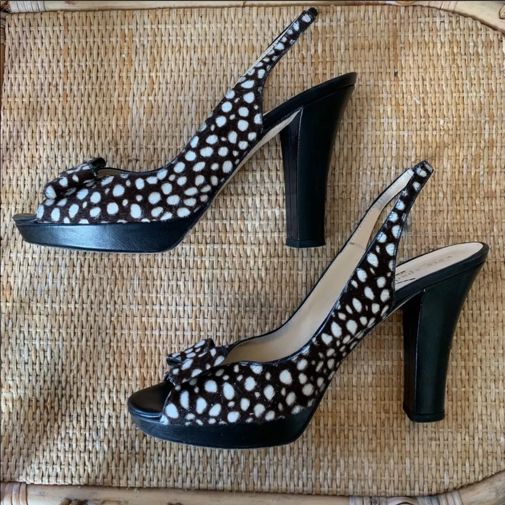 Kate Spade Giselle Slingback Peep Toe Spotted Heel - Image 2