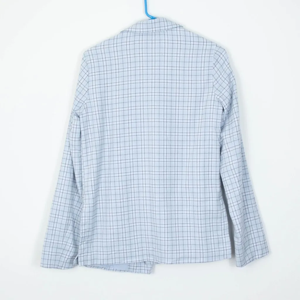 Hollister Womens Plaid Open Front Blazer Size S Blue Academia‎ Career Office - Image 6