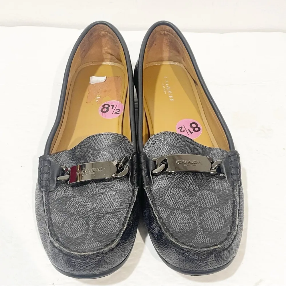 Coach Size 8.5 Signature Olive Black & Grey Jacquard Loafers - Image 2