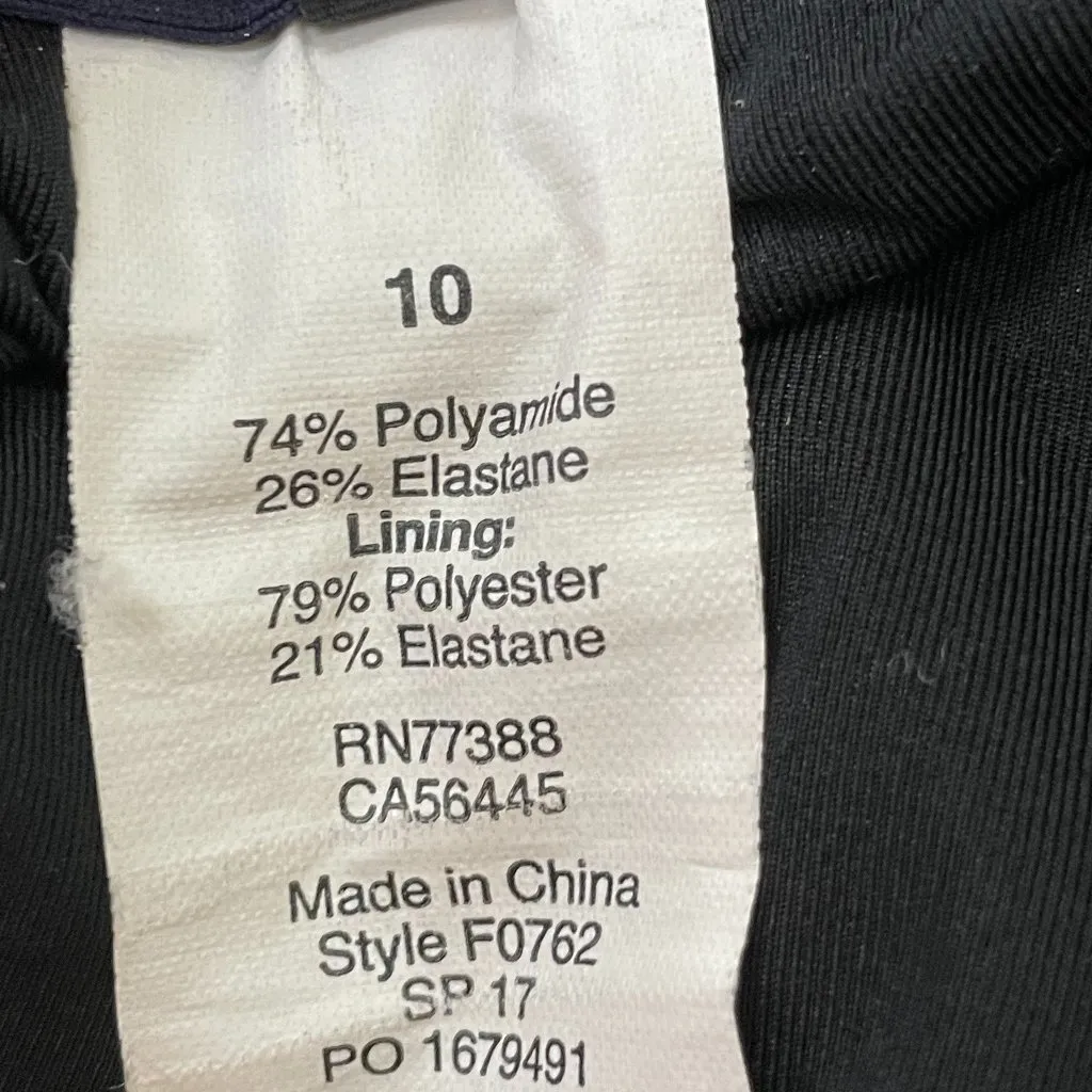 J. Crew Swimsuit One Piece Scalloped Neckline Deep V-Neck Size 10 Navy Blue‎ - Image 9