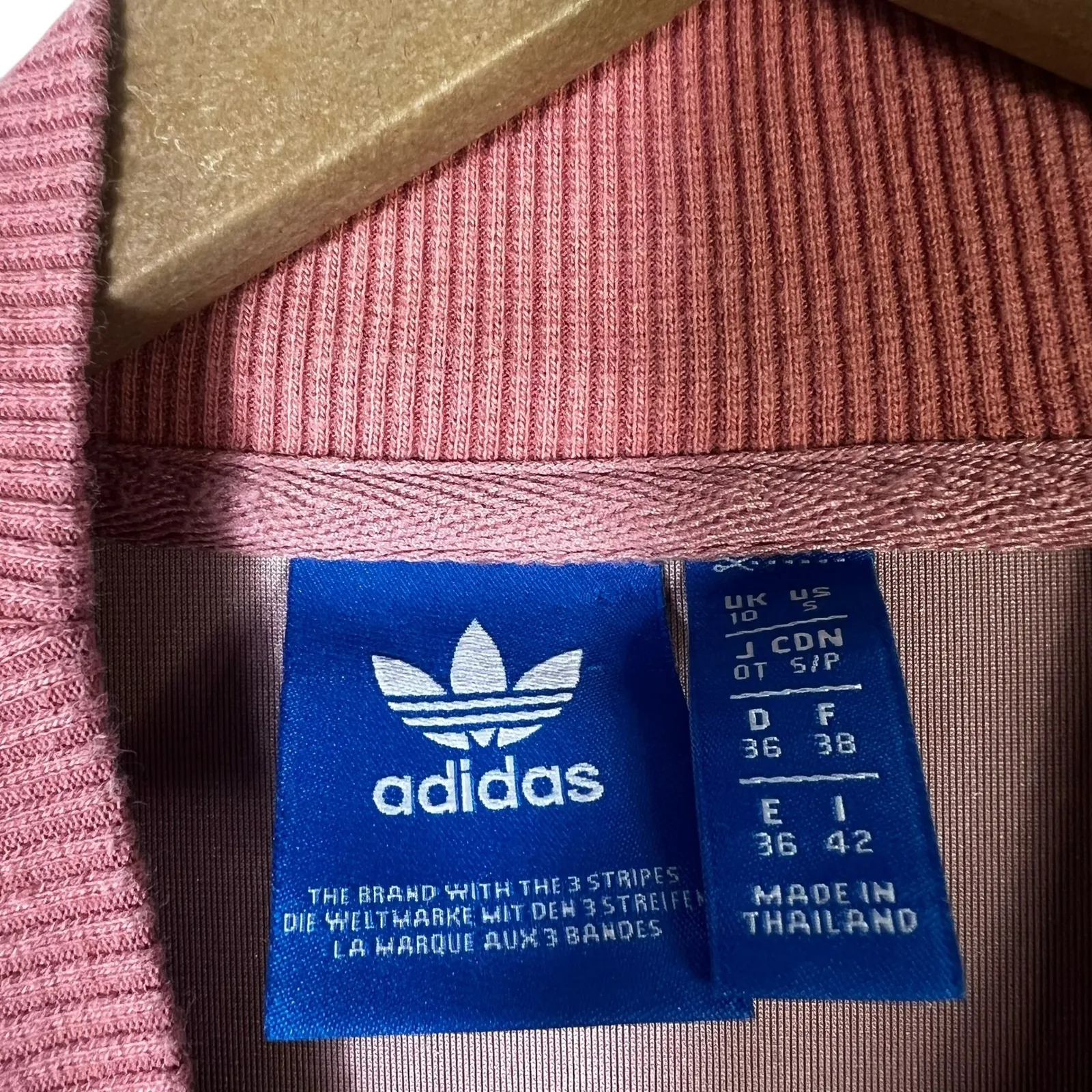 Adidas Mock Neck Velour V Neck Sweatshirt Rose Gold Pink Women's Size S - Image 5