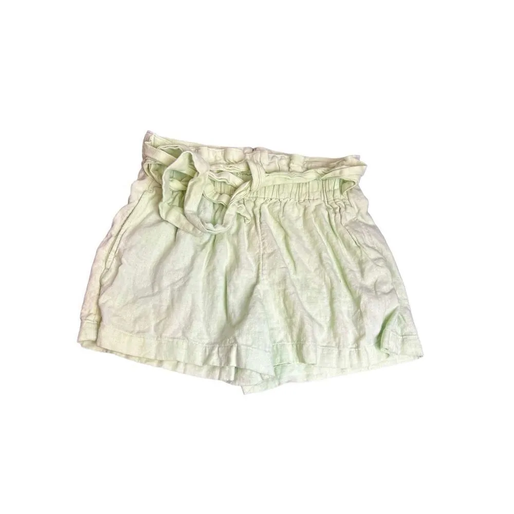 Abercrombie & Fitch Women's Small Linen Paperbag Shorts Mint Green 3 inch inseam - Image 9