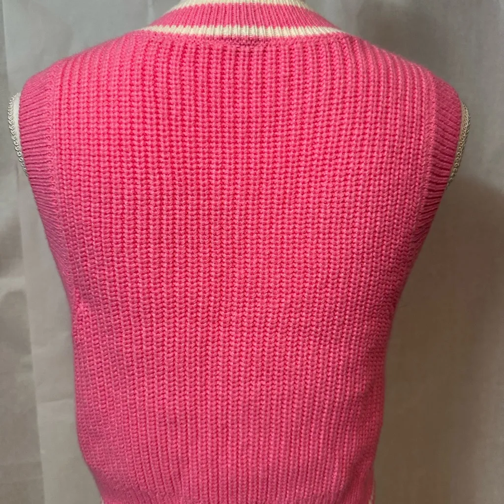 Divided Bright Pink V-Neck Sweater Vest - Image 4