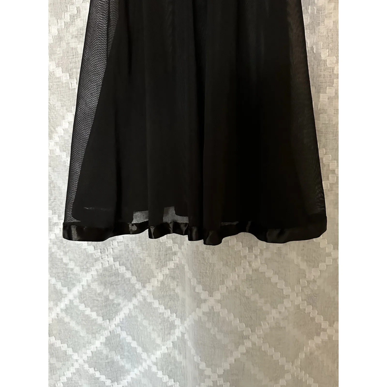 Y2K Vintage Slip Dress Medium Black Sheer Mesh Sequin Babydoll Chemise Lingerie - Image 4