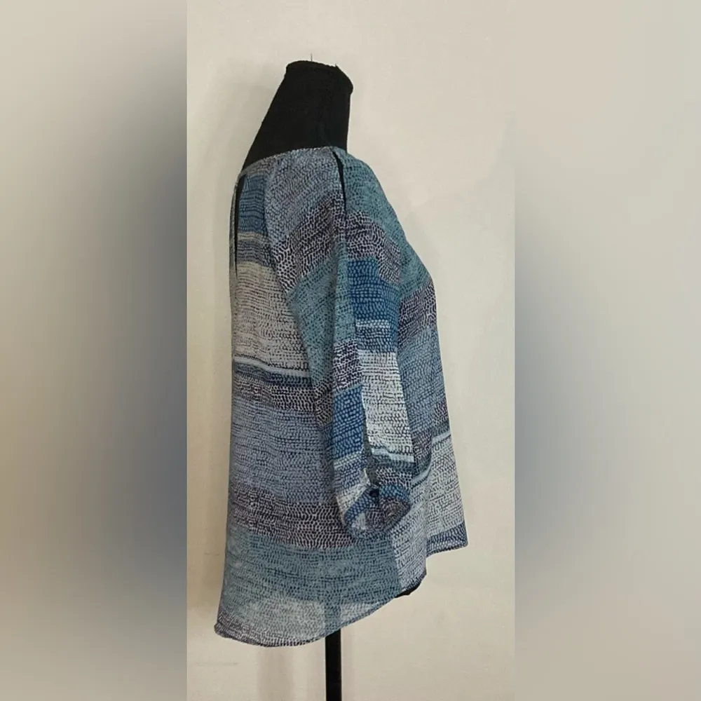 A.Byer-‎ Long sleeve flowy blue Boho design blouse open sleeves and back Size S - Image 2