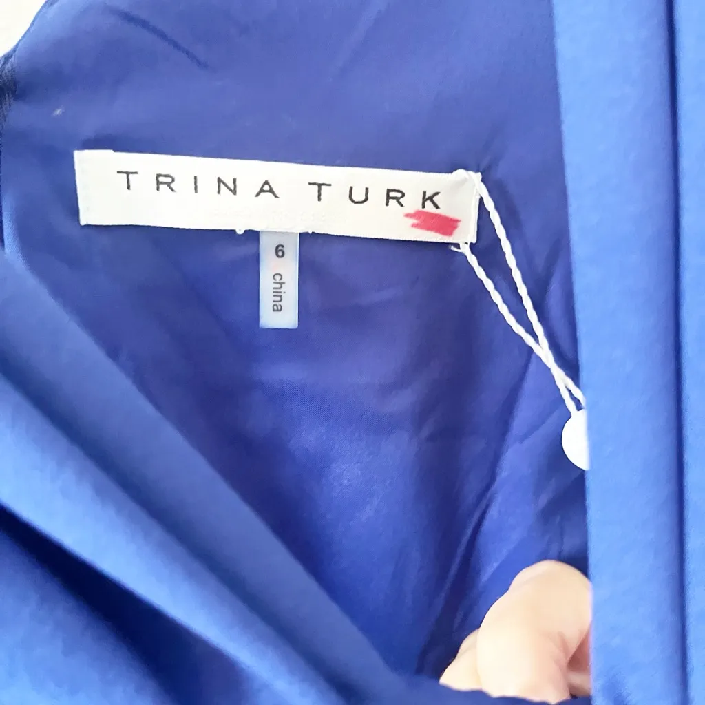 Trina Turk Frou Frou Sapphire Blue Bow Front  Dress Sz‎ 6 NWT - Image 6
