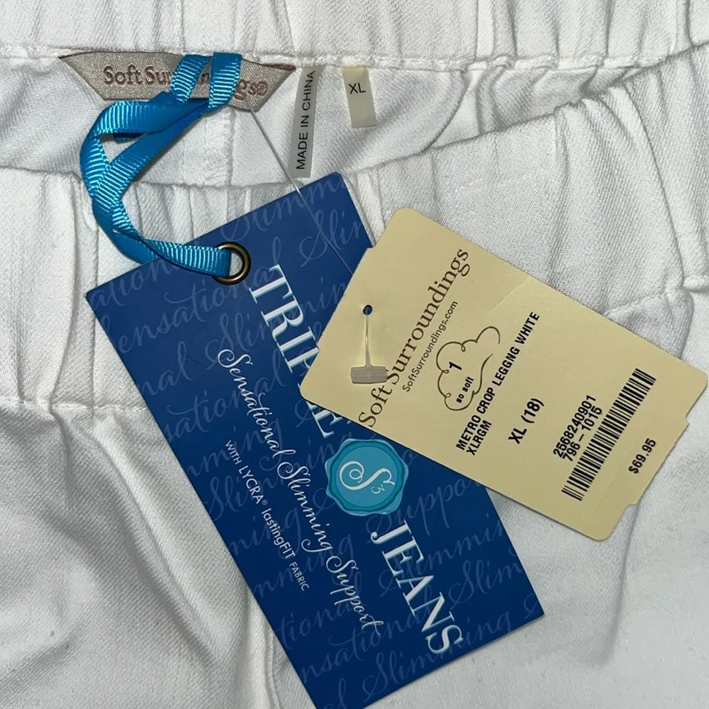 Soft Surroundings NWT Size XL (18) White Denim Metro Crop Pull-On Legging Jeans - Image 4
