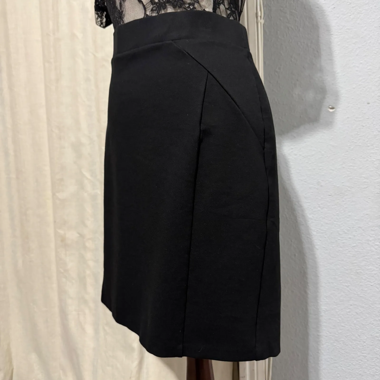 MARIO SERRANI Italy Women Black High Waist A Line Career Goth Skirt L Whimsigoth - Image 5