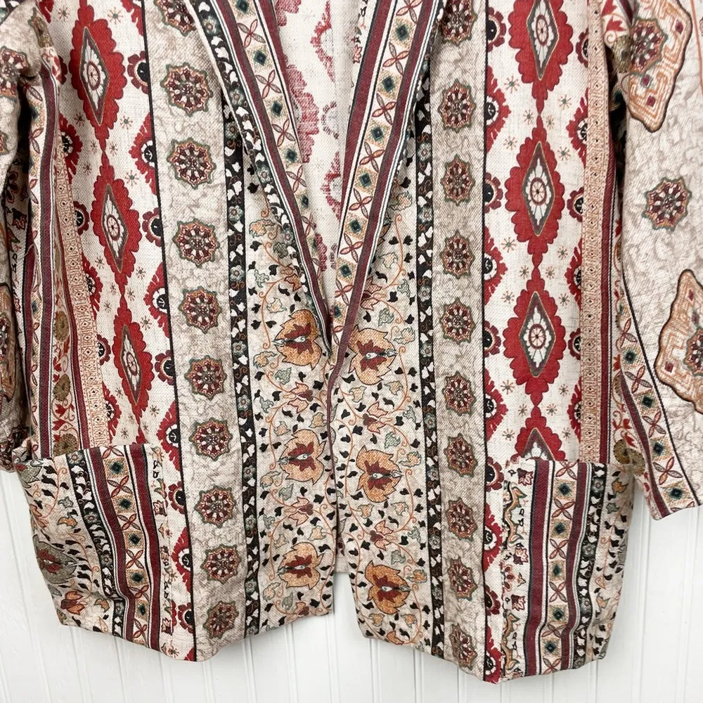 Vintage 90s Joanna Oversized Blazer Jacket Boho Floral Mixed Print Made in USA Size XL - Image 4