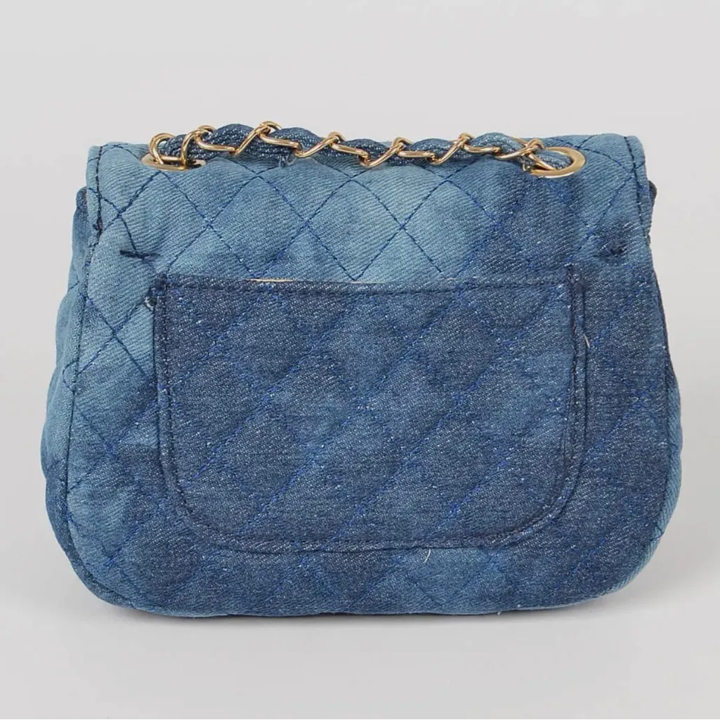 Quilted denim clutch Blue - Image 3