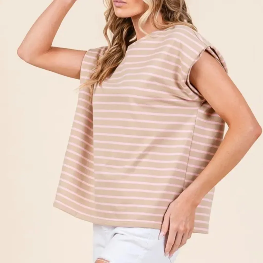 ✨NWT Lime 'N' Chili Striped Muscle‎ Sleeve Top - Image 2