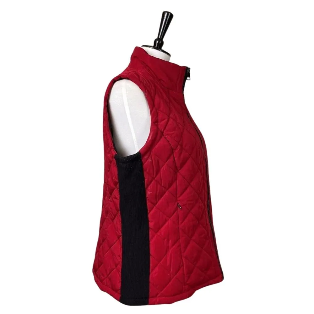 Andrew Marc Quilted Zip Front Pockets Stretch Red Black Women's Size Large - Image 4