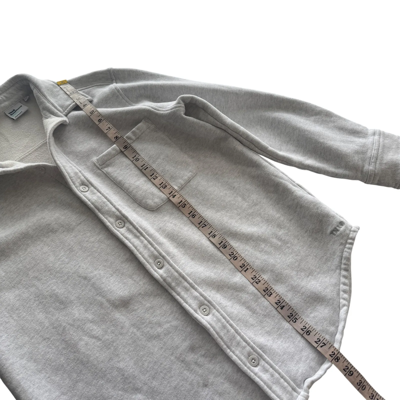 TNA Cozy Button Fleece Boyfriend Fit Button Down Shacket Jacket Gray Grey‎ Small - Image 13