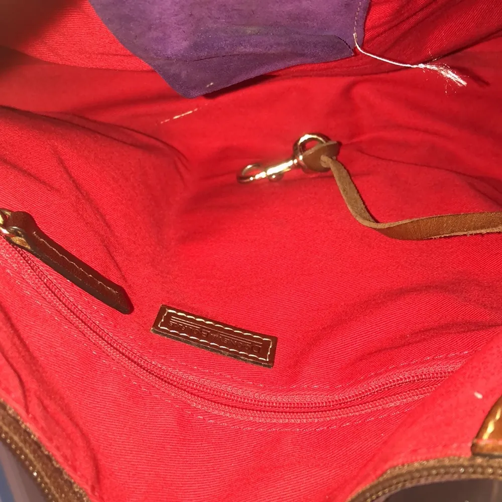 DOONEY BURKE Purple Suede Brown Leather Top Handle Shoulder Bag Hobo - Image 13
