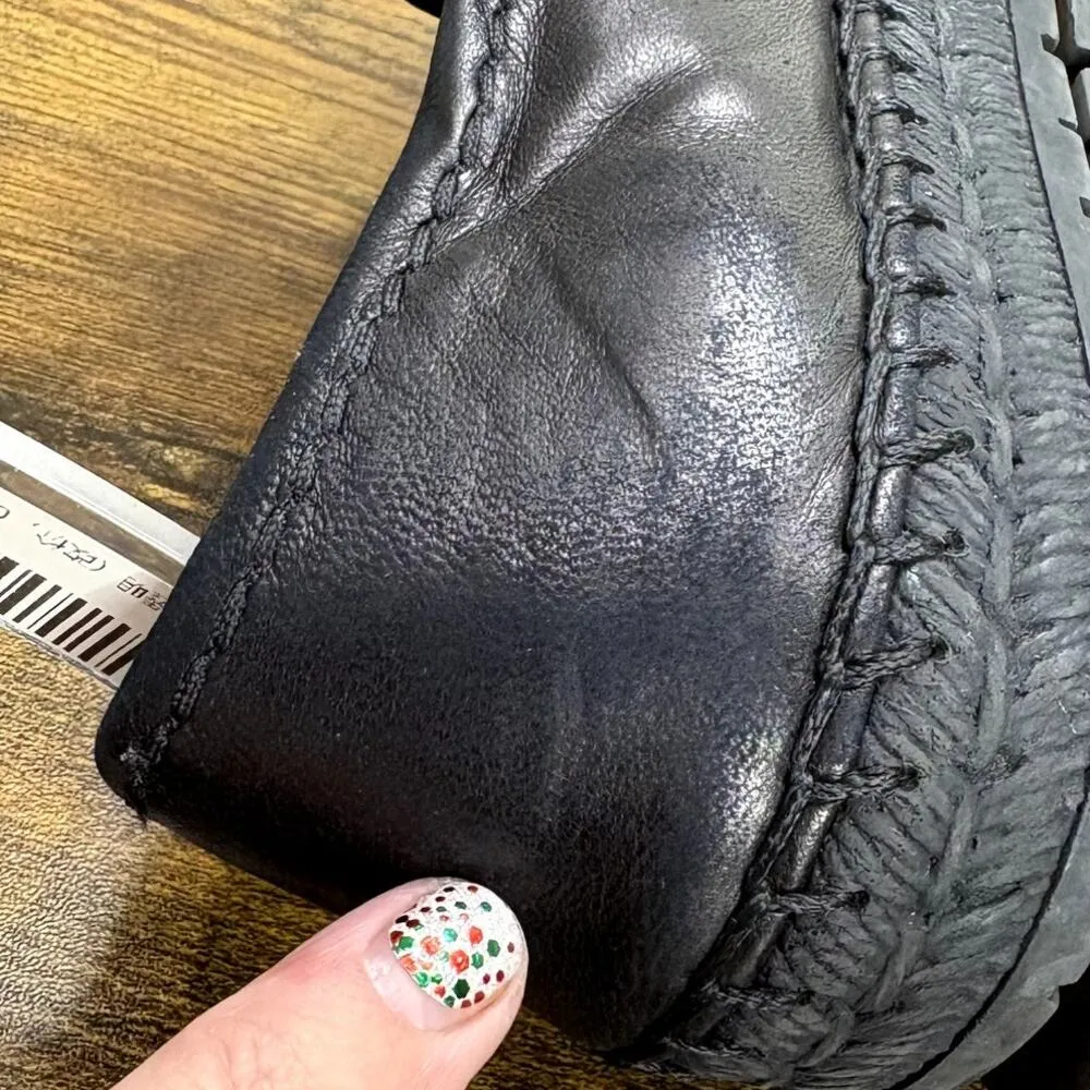 Prada  Size US 8 IT 38 Shoes #39175 Black Leather Espadrille Loafers Slip On - Image 8