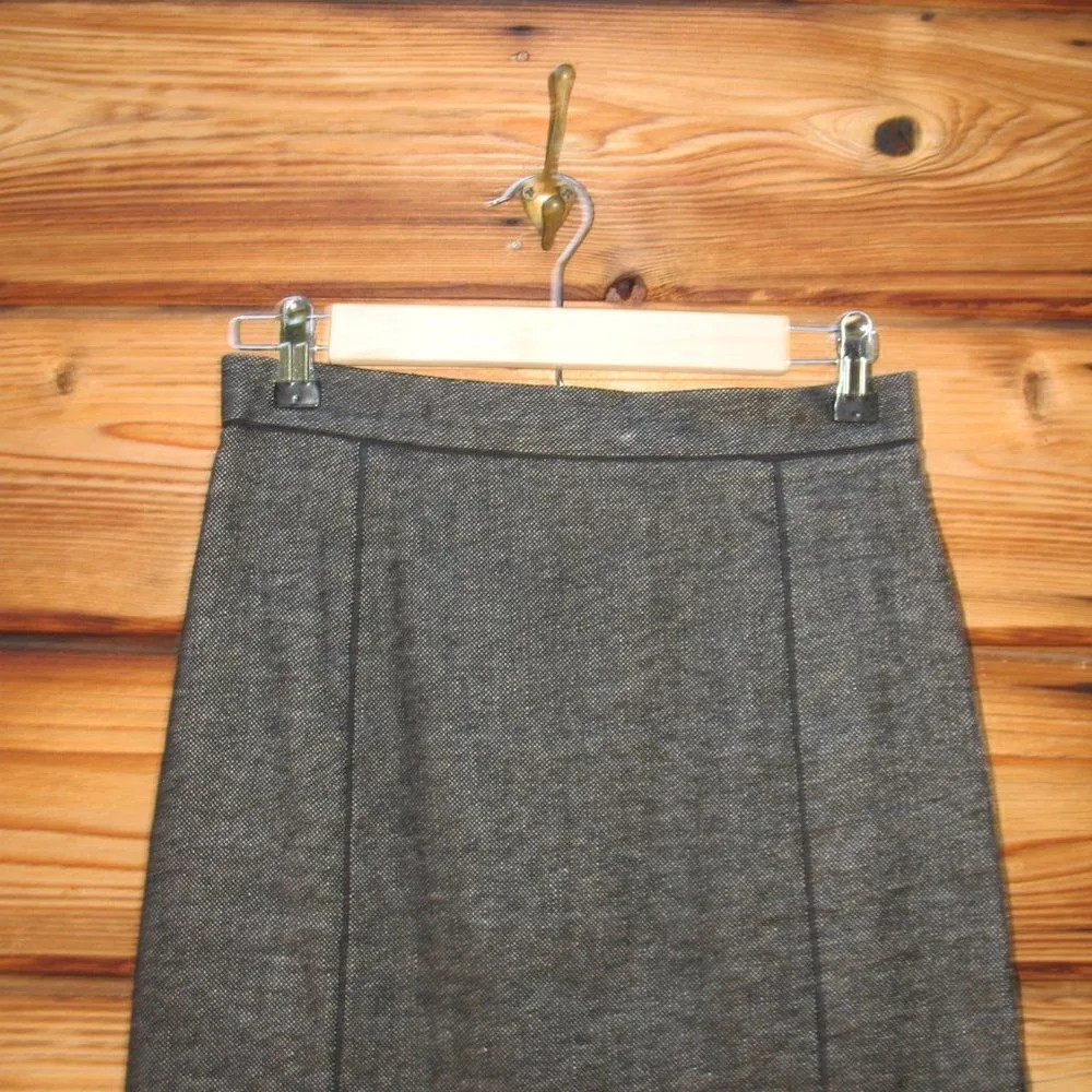 Rebecca Taylor Gray Tweed Linen Wool Pencil Skirt - Image 3