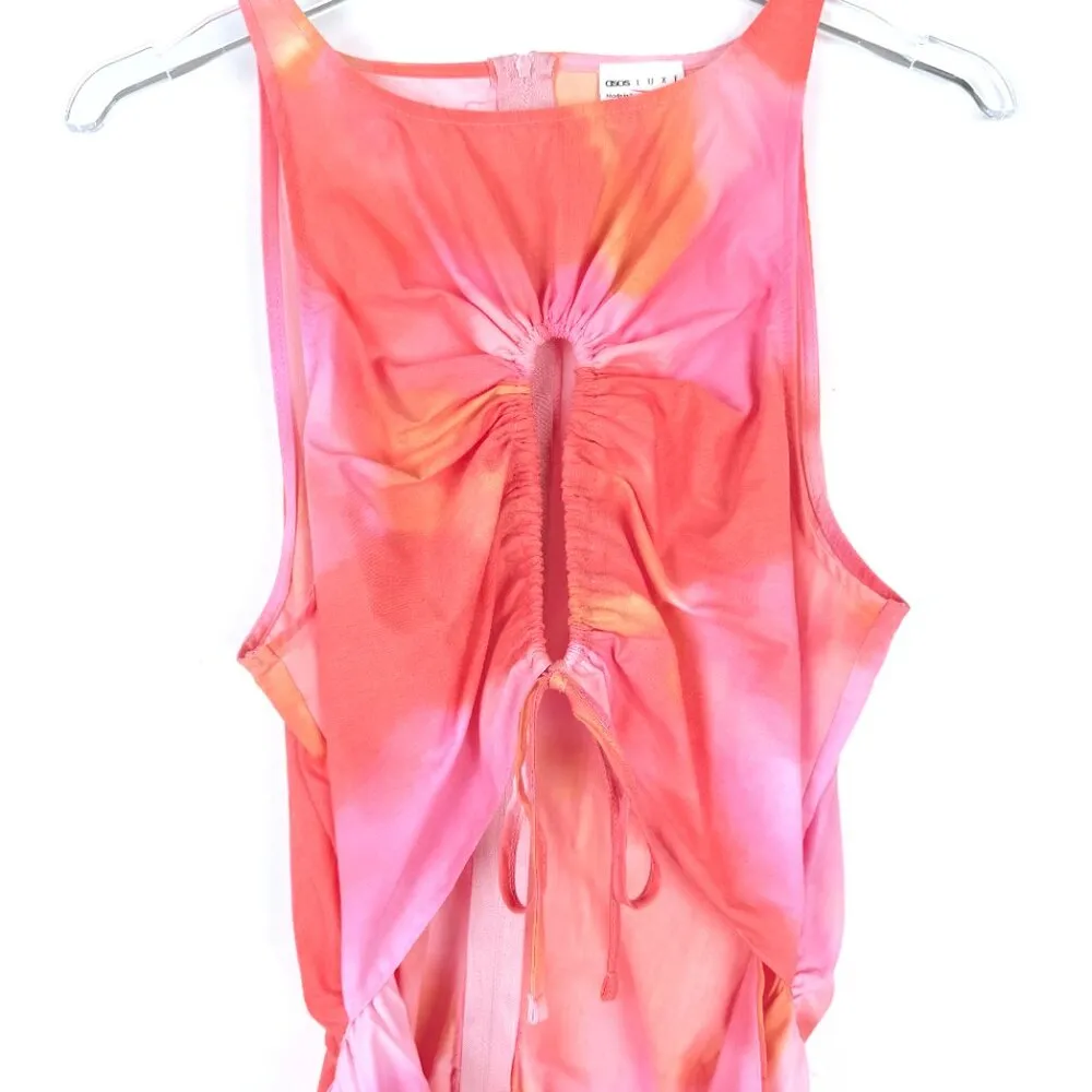 LUXE x MILLIE Ruched Mini Dress with Keyhole in Marble Print Size 12 EUC - Image 2