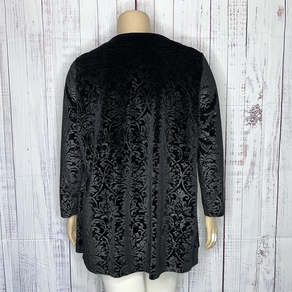 Isaac Mizrahi Live! Size XLP Embossed Velvet Damask Flocked Cowl Neck Blouse Top - Image 3