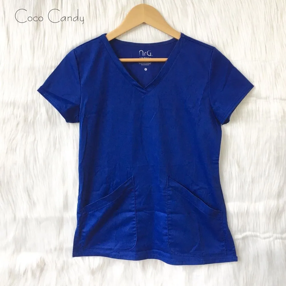 🔃NRG By Barco Two Pocket V Neck Scrub Top Size XS - Image 3