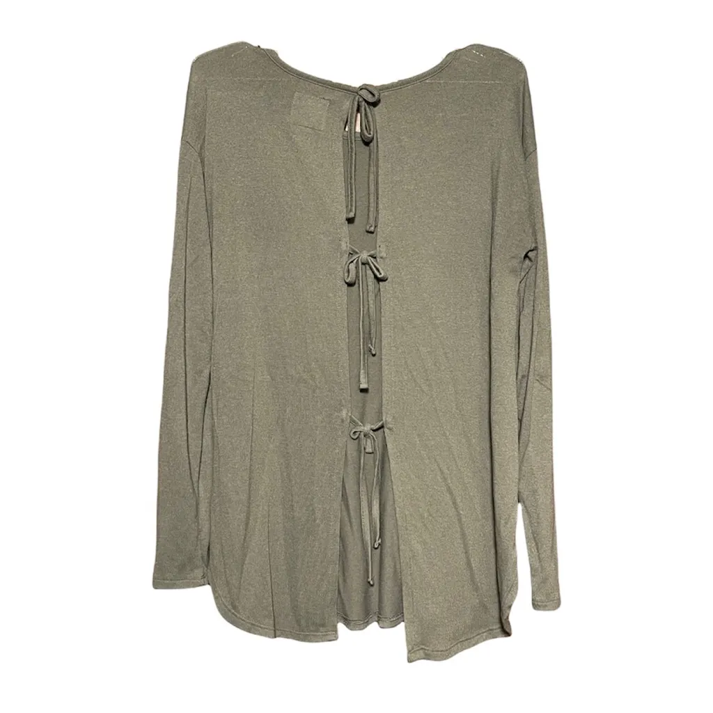 Aerie Woman's Green "Just Add Leggings" Tie Back Long Sleeve Top Size Small - Image 6