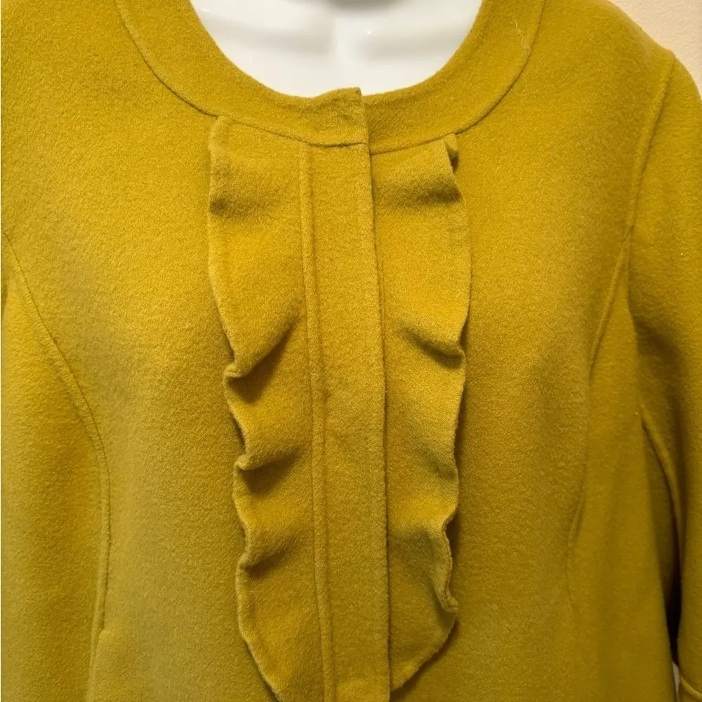 Talbots Wool Blend Jacket Coat Blazer 14WP Round Neck Chartreuse 3/4 Sleeve - Image 6