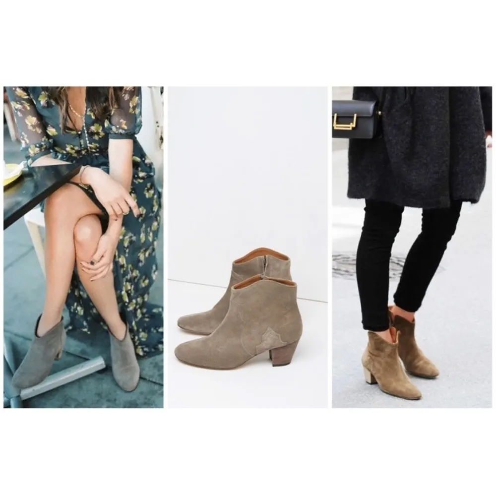 Isabel Marant Dicker Taupe Suede Leather Western Ankle Boots Bootie Size 6 US - Image 2