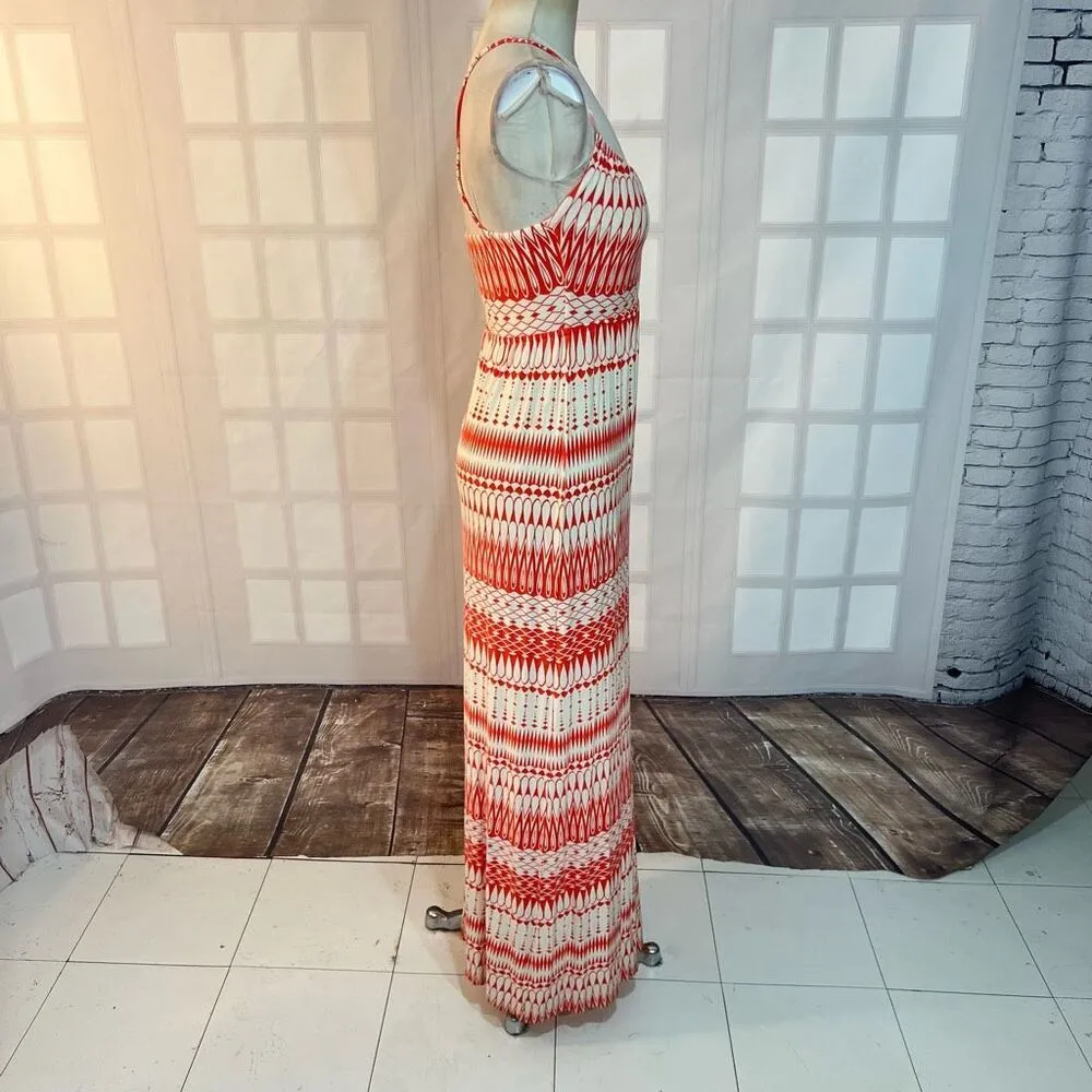 Anthropologie Deletta Coral & White Keyhole Shapeshifter Jersey Maxi Dress XS - Image 4