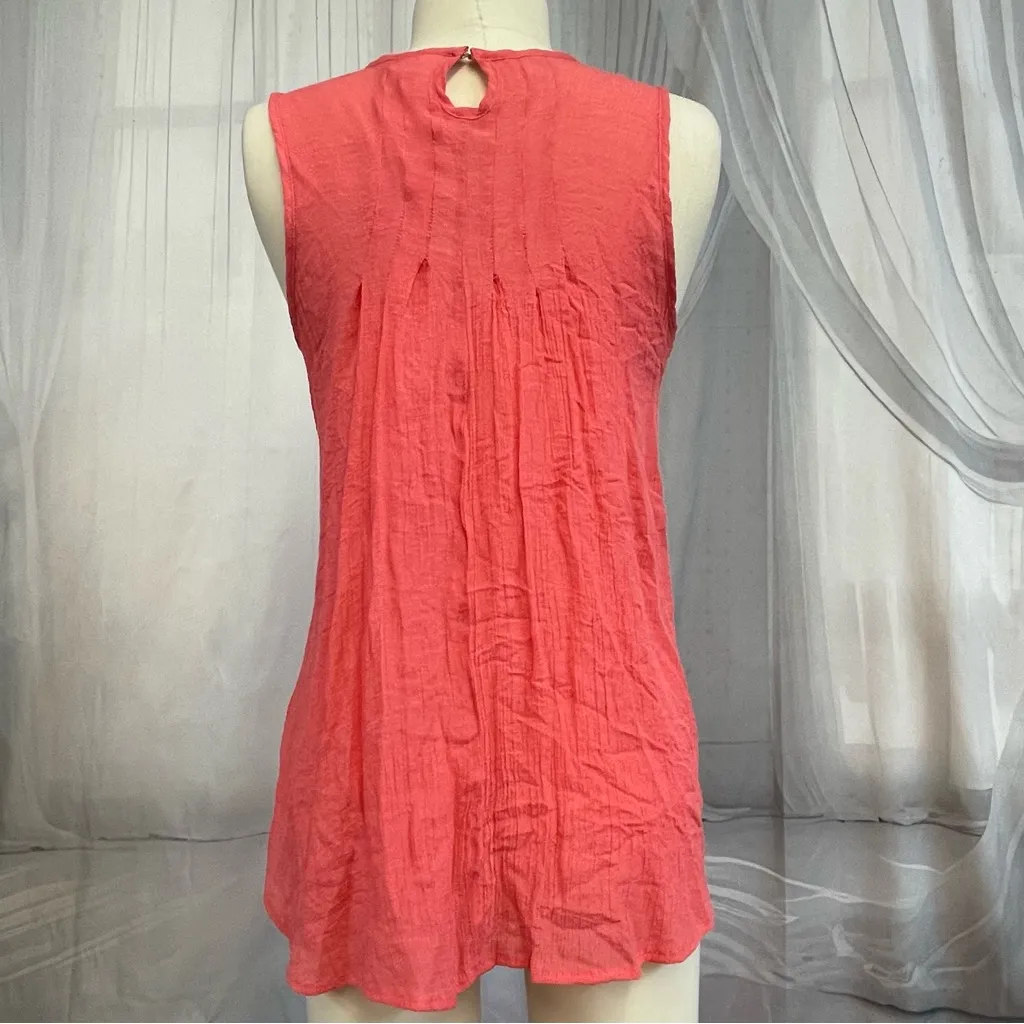 Wrangler Coral Crinkle Tank Top Beaded Scoop Neckline Western Sleeveless Y2K - Image 4