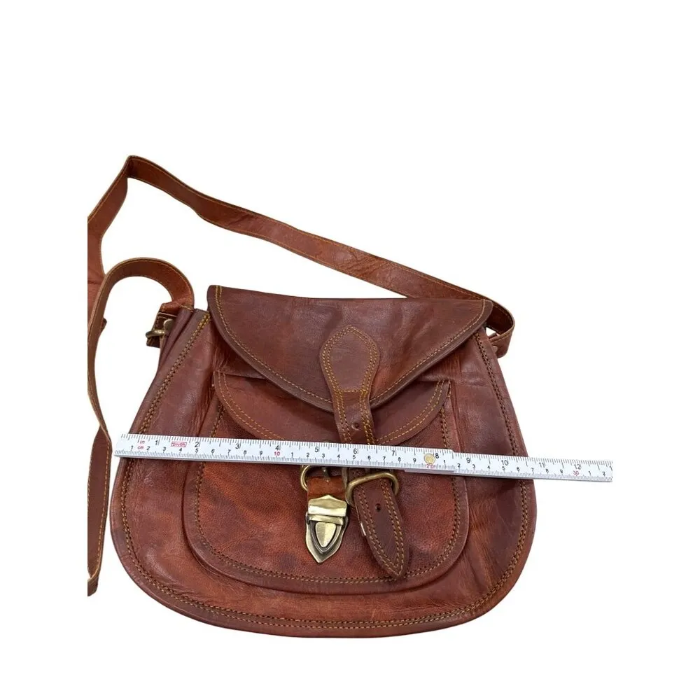 Firu womens Vintage Leather Handmade crossbody Purse 9x10 SKU 7164 Brown - Image 6