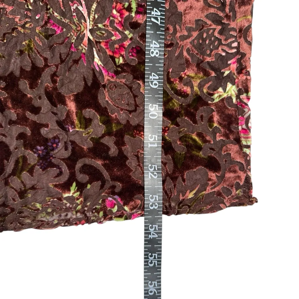 Sundance Silk Blend Velvet Brown Floral Paisley Print Sleeveless Maxi Dress MED - Image 7
